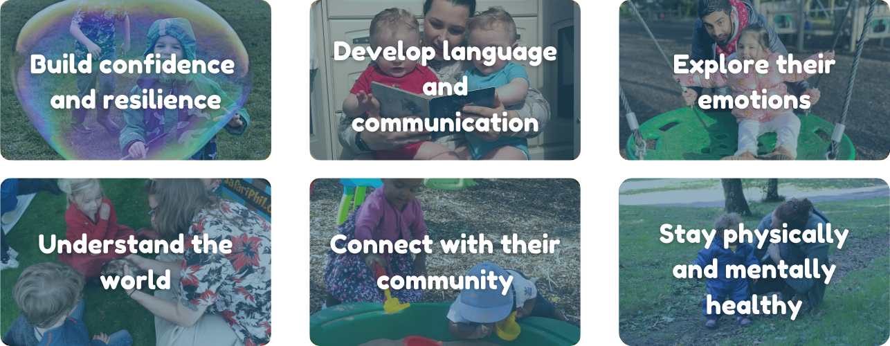 Build confidence  and resilience Understand the world Connect with their community Stay physically and mentally healthy Develop language and communication Explore their emotions